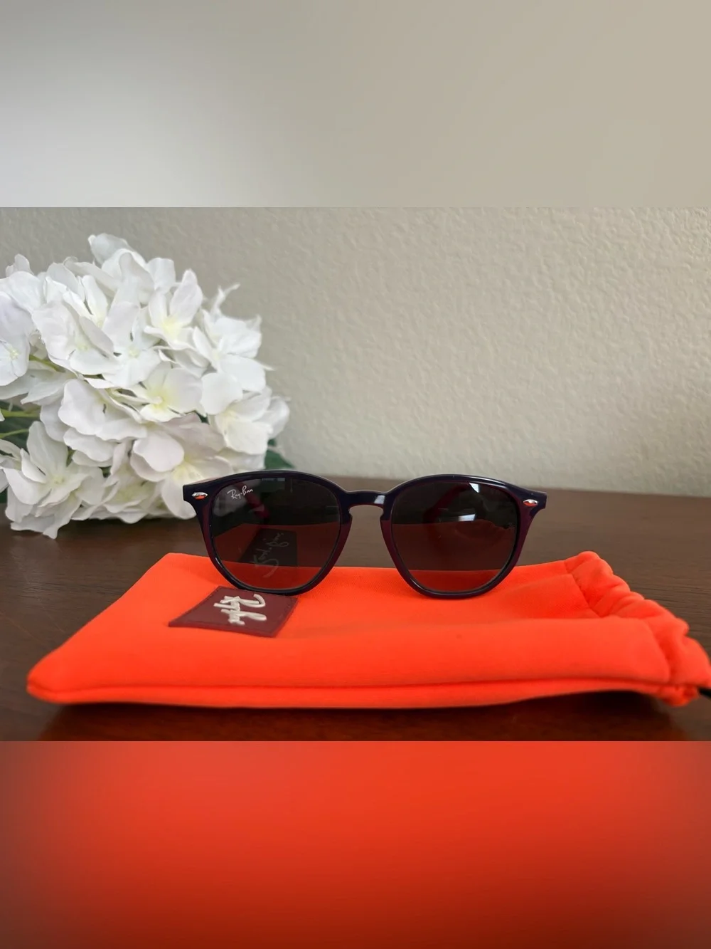Ray-Ban Kids Purple Sunglasses with Orange Case Accent